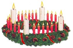 Adventskranz mit 24 Kerzen