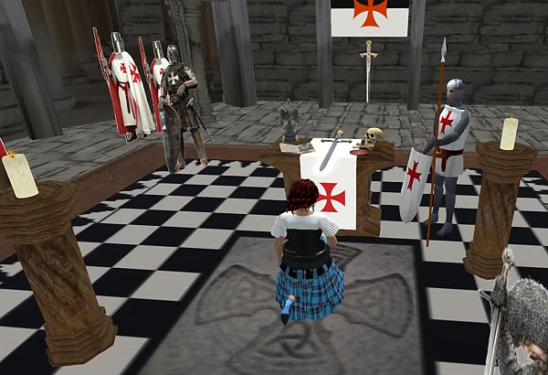 Tempelritterambiente auf der Teststrecke f&uuml;r Avatare in virtueller Welt